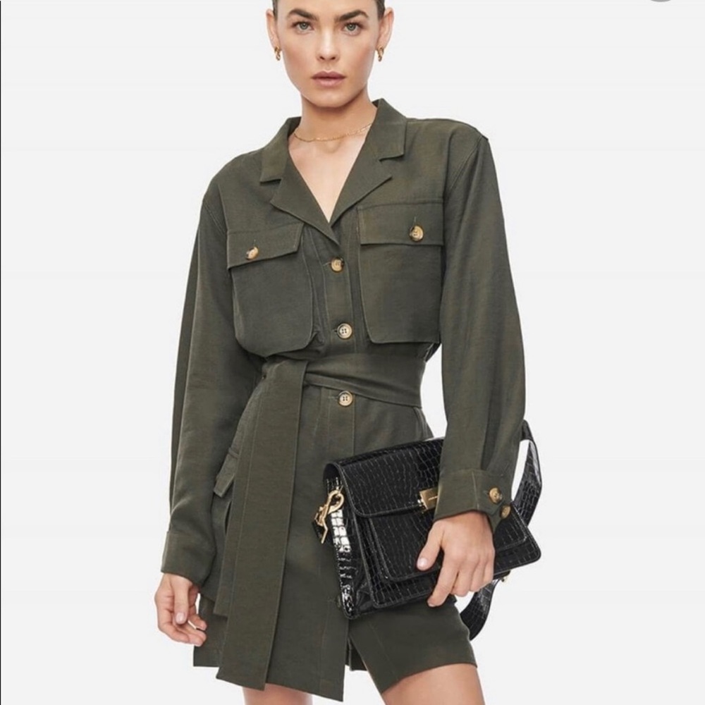 Anine Bing Olive Green Utility Mini Dress